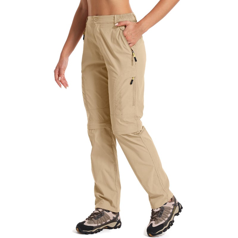 Toomett Women's Hiking Pants Convertible Quick Dry Stretch Lightweight Outdoor UPF 40 Fishing Safari Travel Pants 4409 Light Khaki, 6 - Image 1